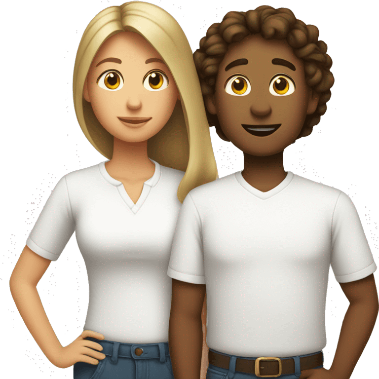 Mom and son in white shirts emoji