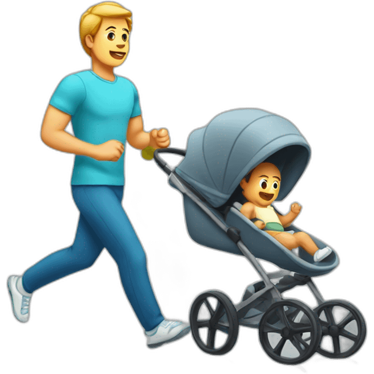 running man with a baby stroller emoji