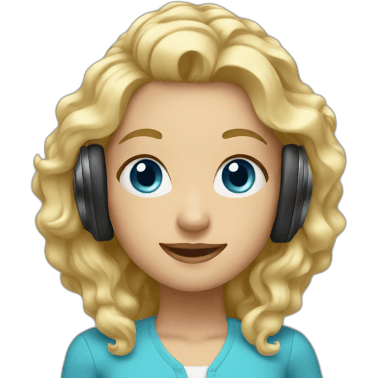 smart blond women with wave hair blue eyes headphones emoji