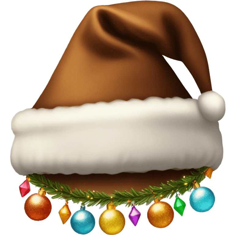 brown santa claus hat with shimmering garland emoji