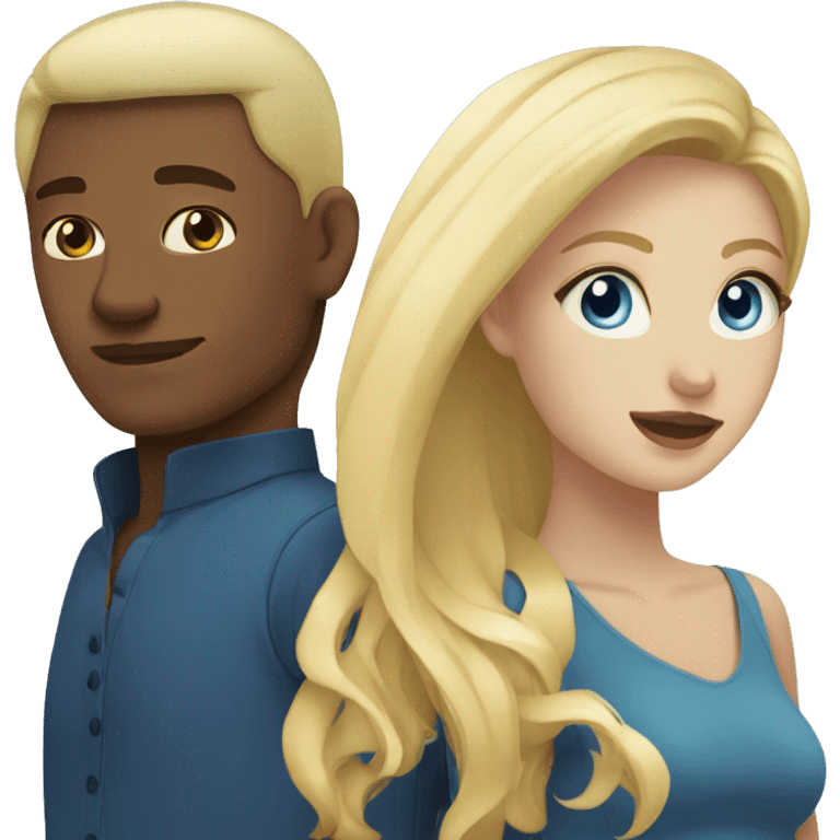 Blonde girl with blue eyes and Filipino man emoji