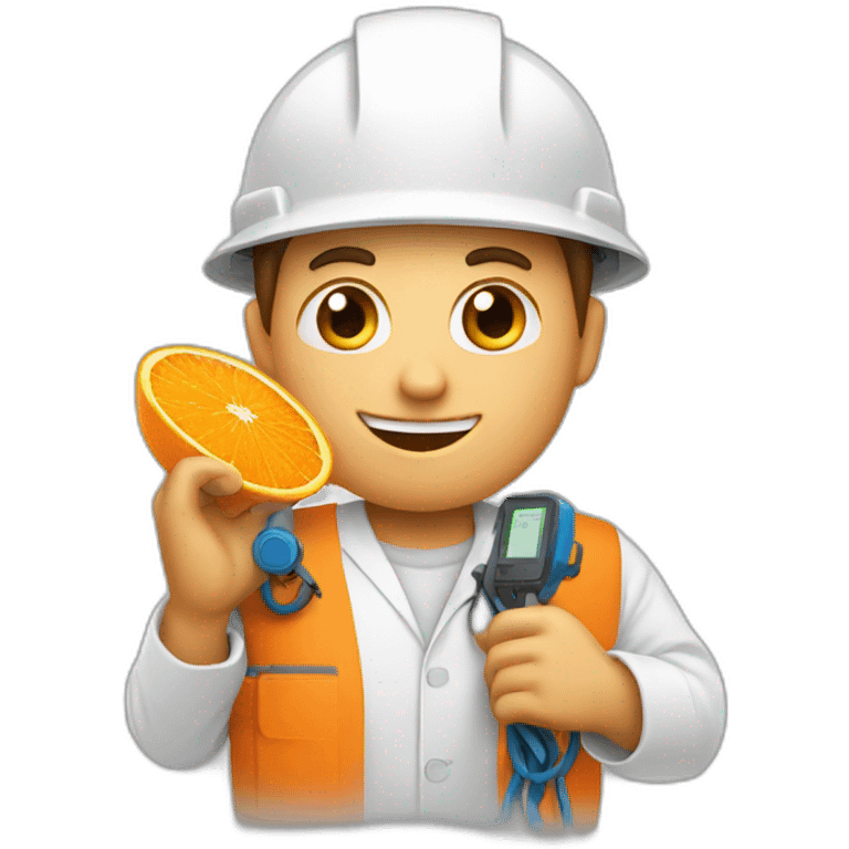 orange telecom technician with a fiber in one hand emoji