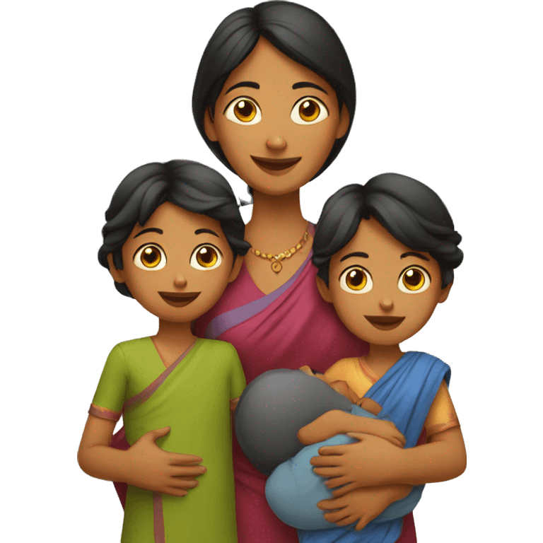 indian mother with children  emoji