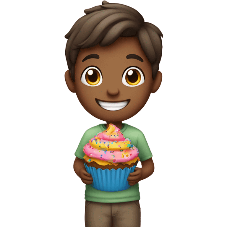 boy with cupcake emoji