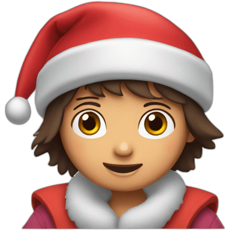 adventure dora using a red christmas hat emoji