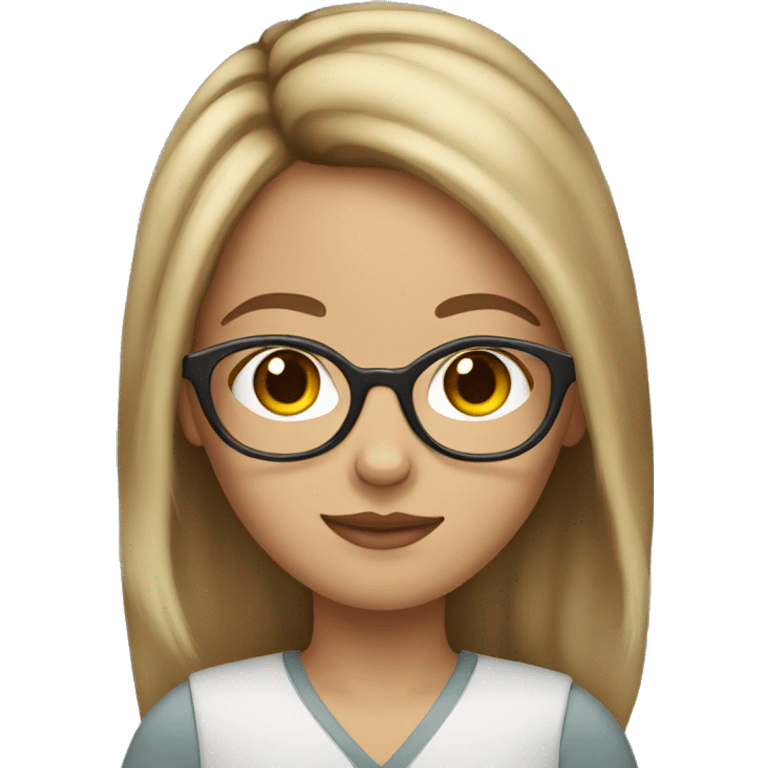 girl with brown hair and blonde highlights and cat eye glasses emoji