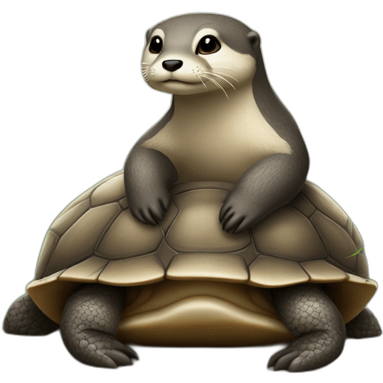 loutre assise sur une tortue emoji