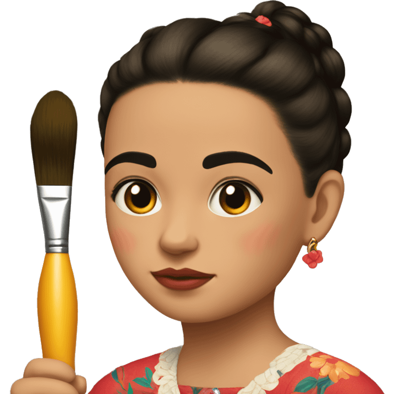 frida calo as a kid with paintbrush emoji