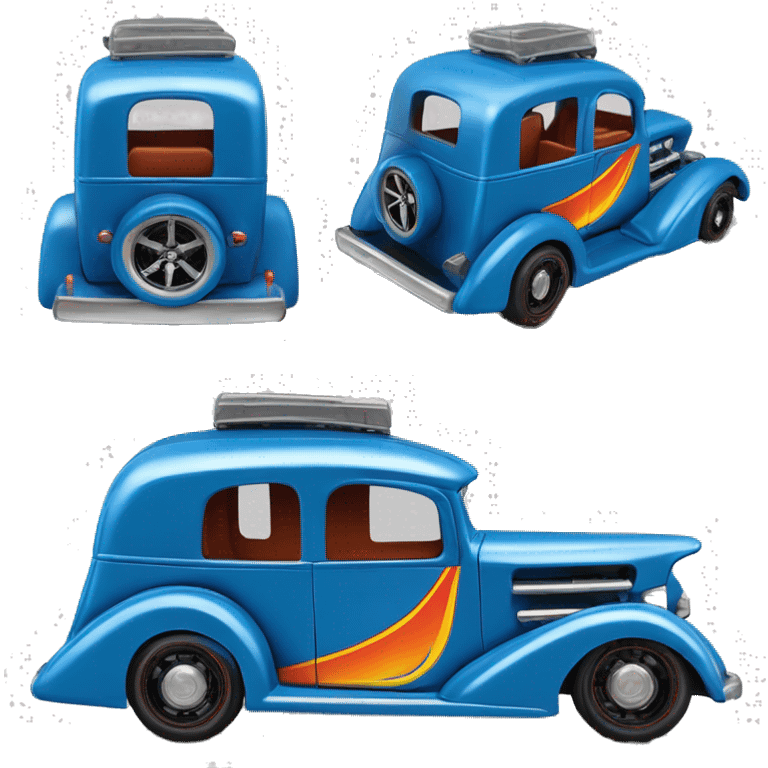 Hot wheels style, 1937 hot rod caravan, blue  emoji