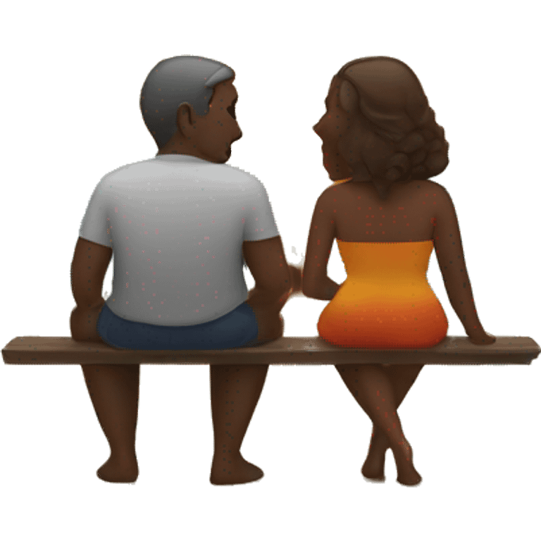 a man and women watching sunset in a beach emoji