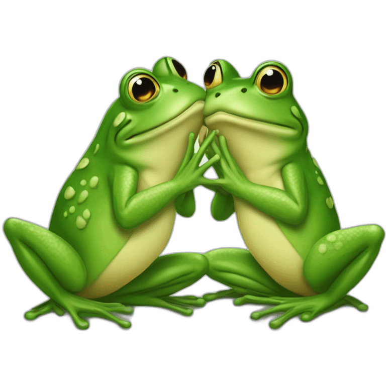 two frogs kissing with a heart above and over their heads in the style of a twitch emoji emoji