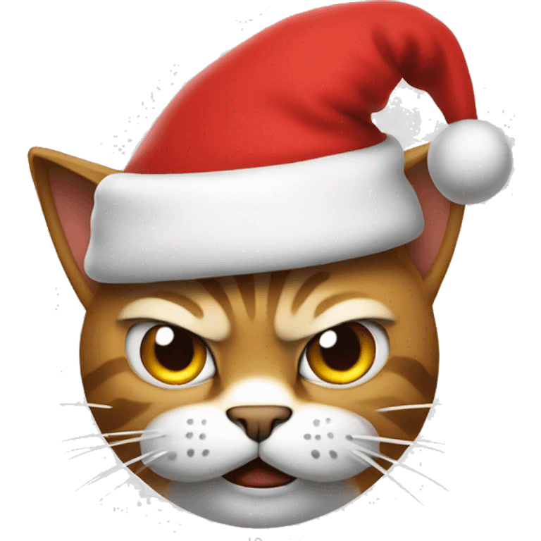 Angry cat in Santa hat emoji