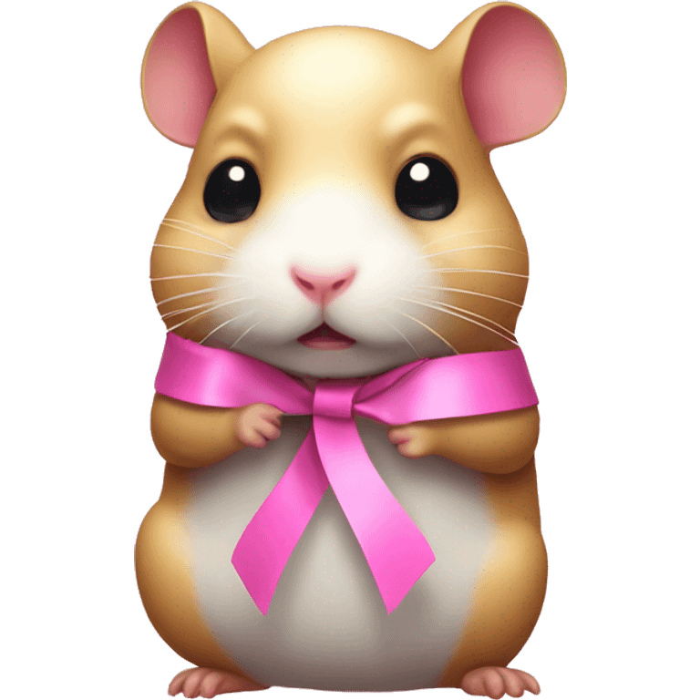 Sad hamster combat with pink ribbon  emoji