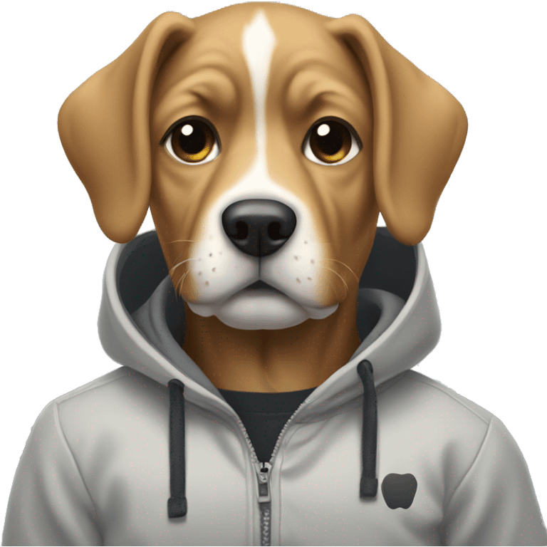 Dog with nike hoodie and an iphone emoji