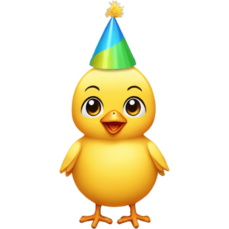 A yellow baby chick with a party hat emoji