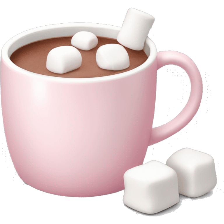 Light Pink mug of hot chocolate with marshmallows  emoji