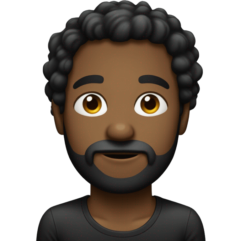 HOmem negro com cabelo crespo  e camisa preta sem barba emoji