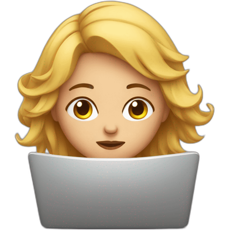 tired girl at laptop emoji