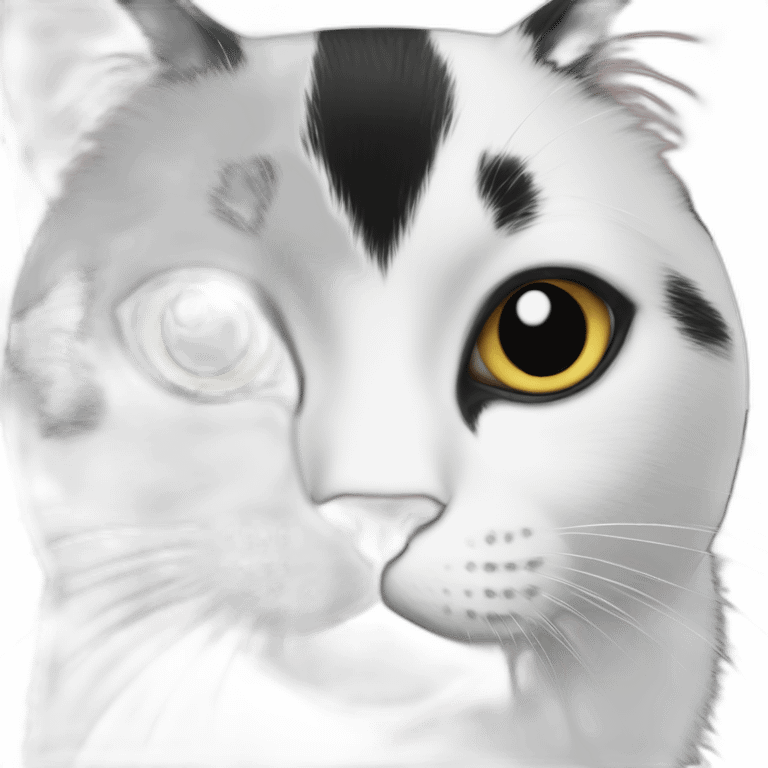 Black and white Cat with black spot emoji