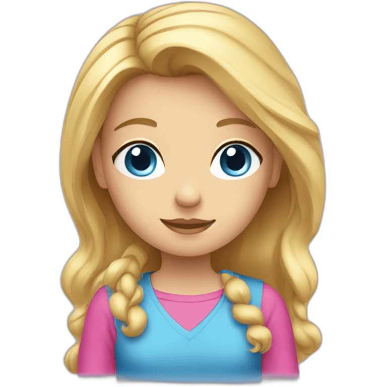 Blond girl with blue eyes and a pink shirt emoji