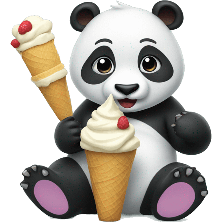 Panda eating ice cream emoji