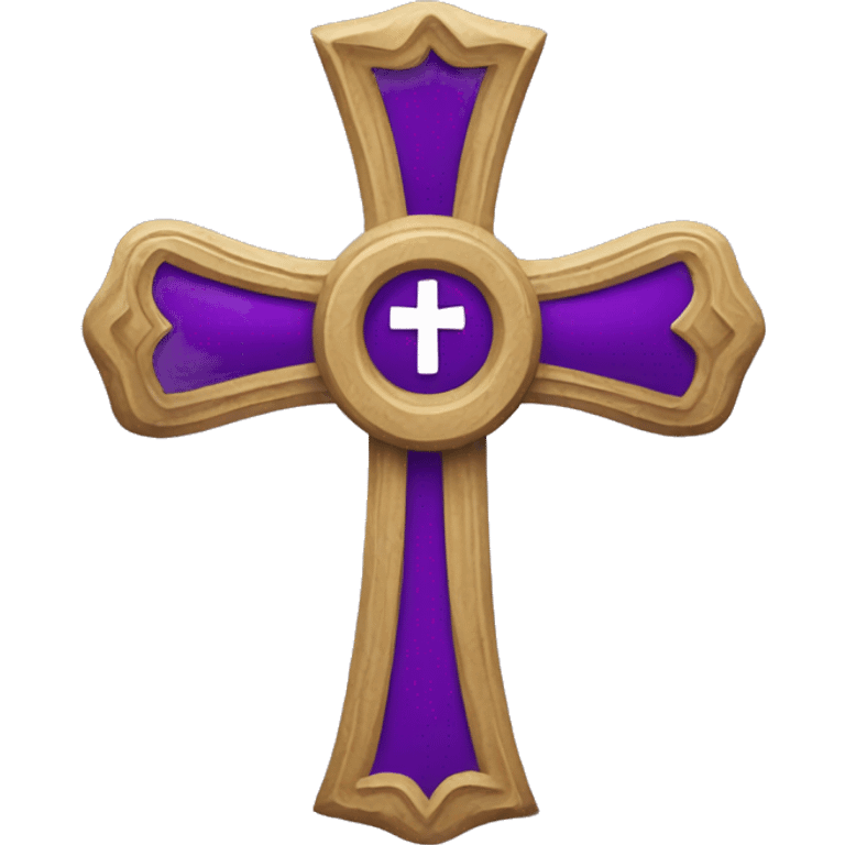 A Christian cross with a purple sash on it emoji