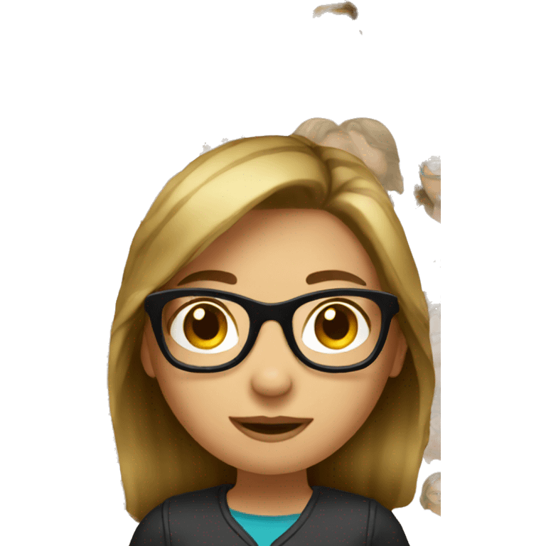 girl with brown hair and blonde highlights and glasses  emoji