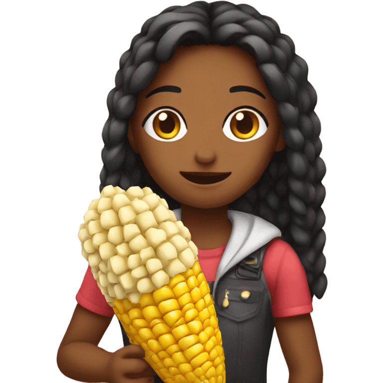 Girl holding elote emoji