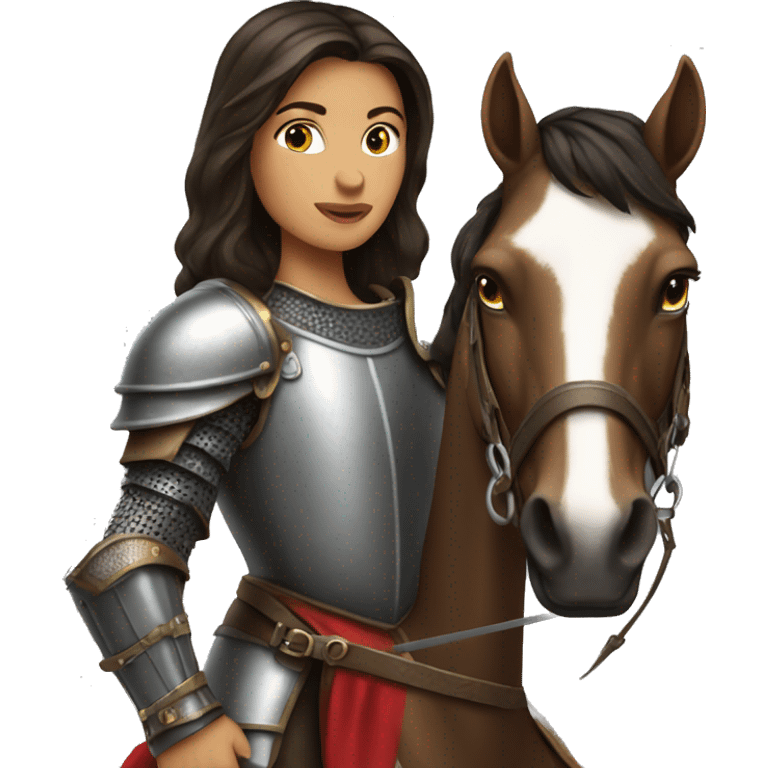 Brunette woman knight with a horse  emoji