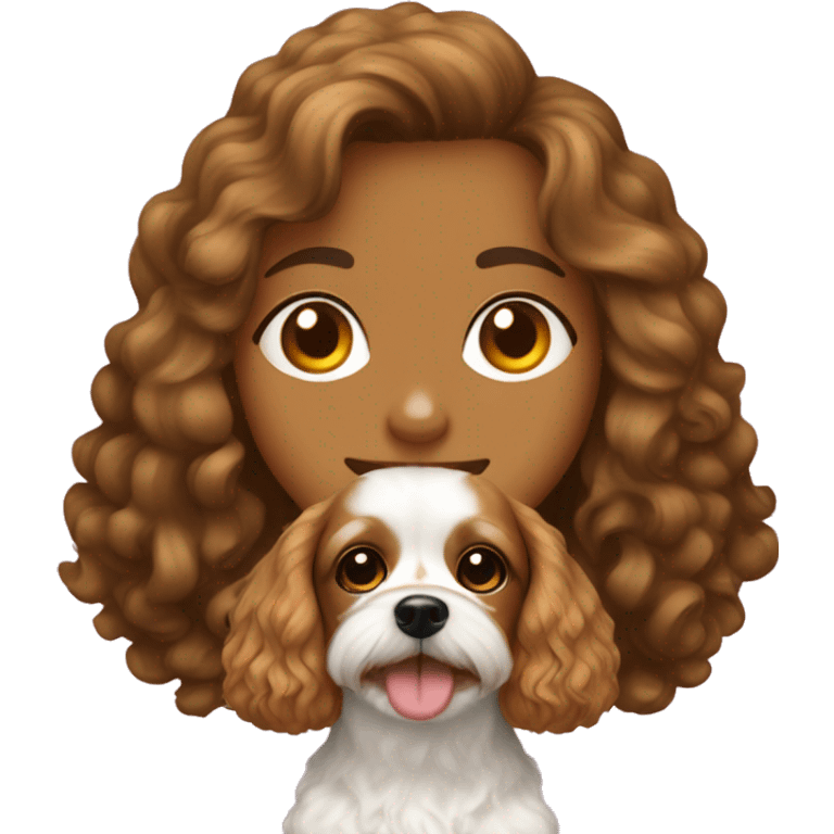 Cavapoo and burnette girl emoji