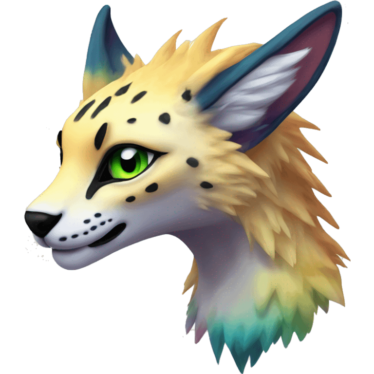 Epic Edgy Colorful ethereal eldritch Sergal-Serval-Fionbri emoji