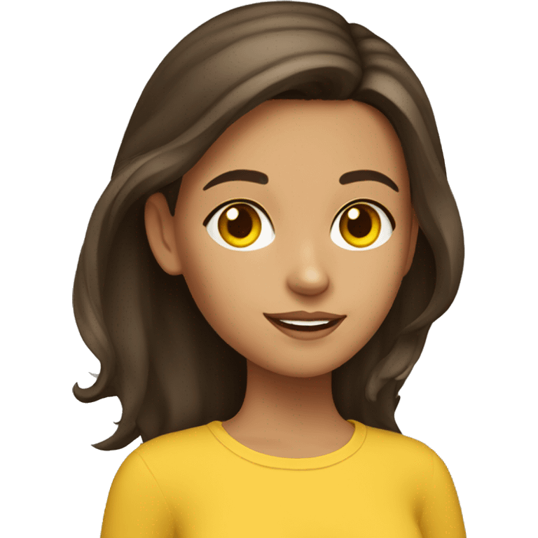 Brunette girl with yellow cat emoji