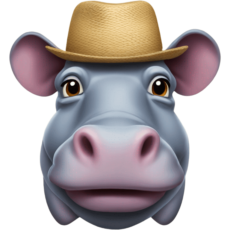 Hippo with a farmer hat emoji