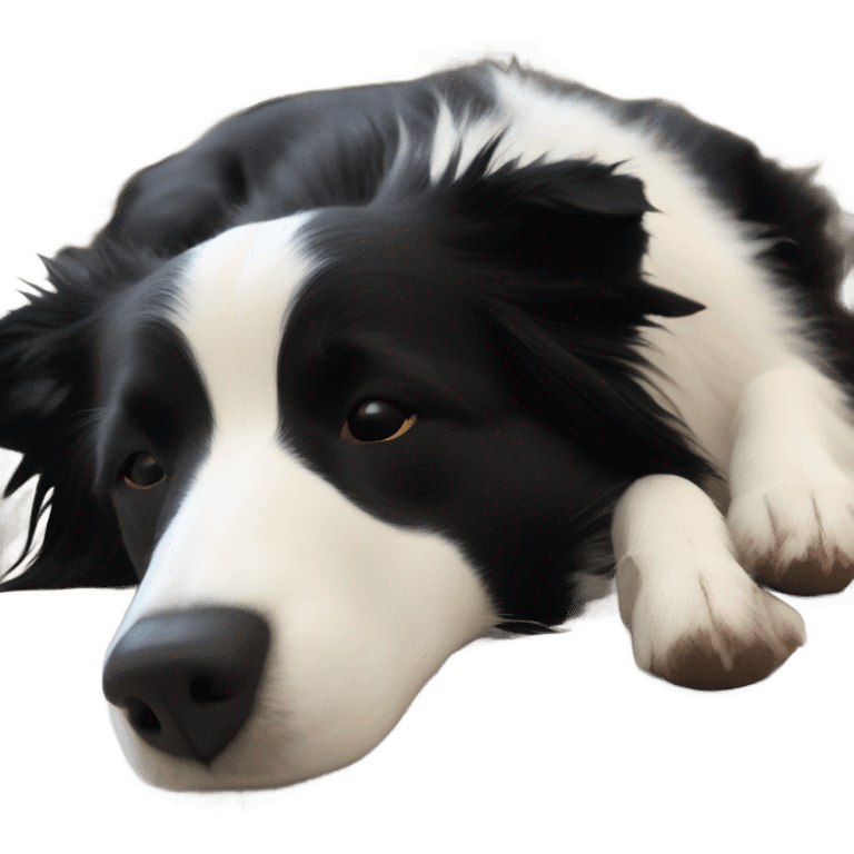 Sleeping black and white border collie emoji