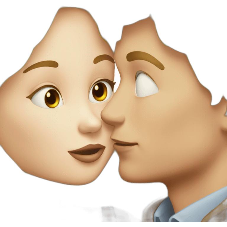 Blond boy kissing a blonde girl emoji