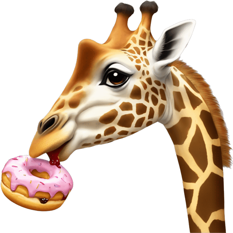 Giraffe eating jam donut  emoji