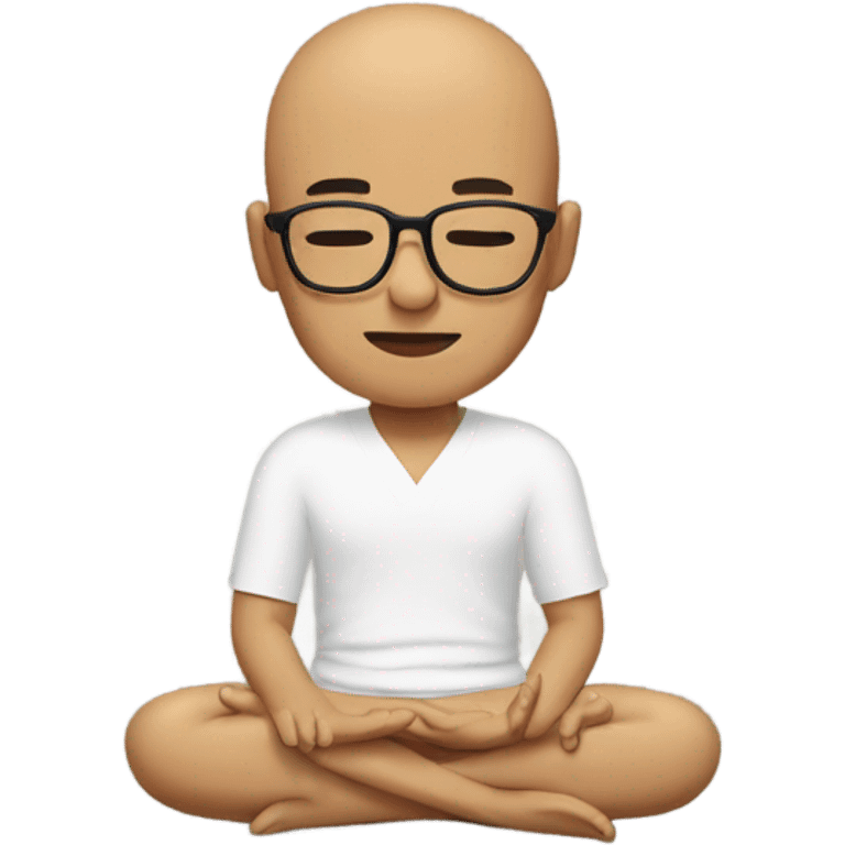 Bald Brown Asian man with glasses meditating  emoji