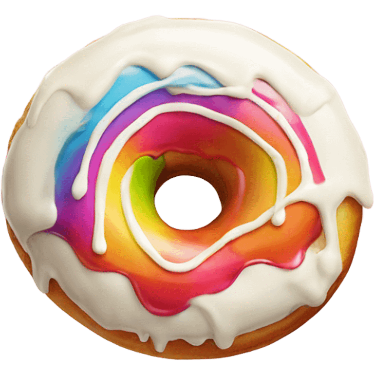 Rainbow stripe donut white cream drip emoji