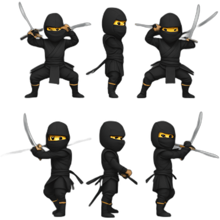 ninja de negro con dos espaldas atras  emoji