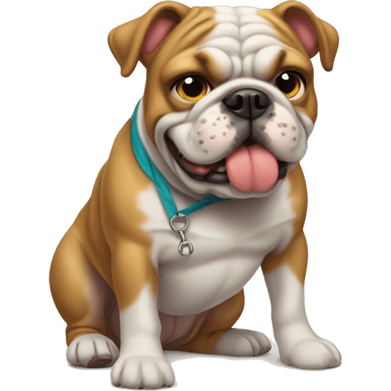 perro bulldog con lazo emoji