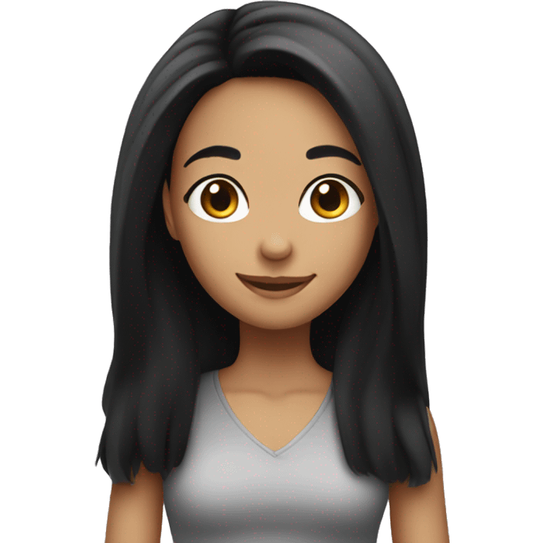 Girl with long black hair smiling  emoji