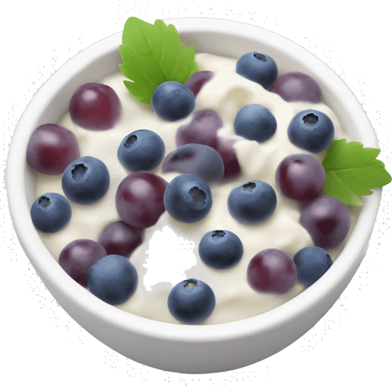 yoghurt bowl with grapes and blueberries emoji