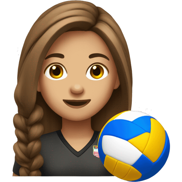 Girl  long brown hair #9 playing volleyball emoji