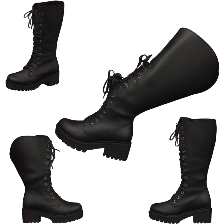 platform knee high black boots emoji