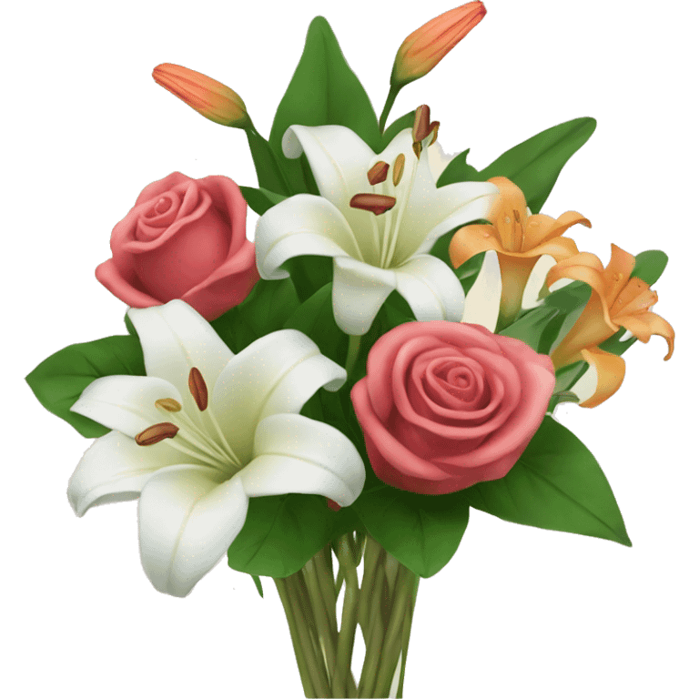 Flower bouquet with roses and lillies emoji