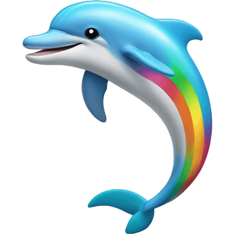 Dolphin with rainbow and bow emoji