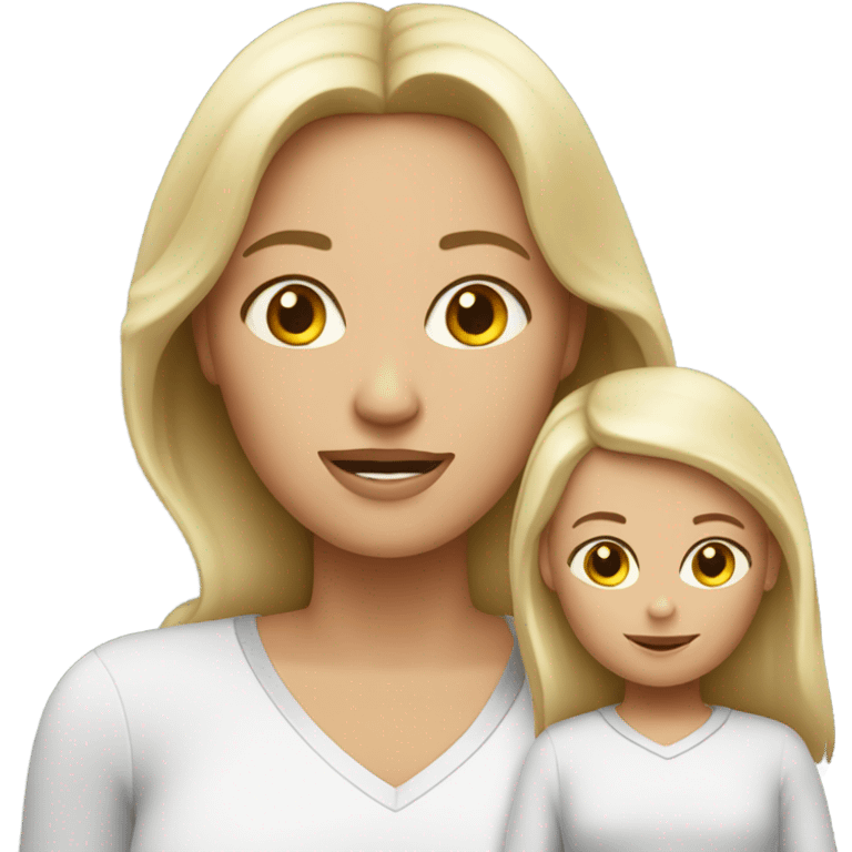 White Mother with 2 white girls  emoji