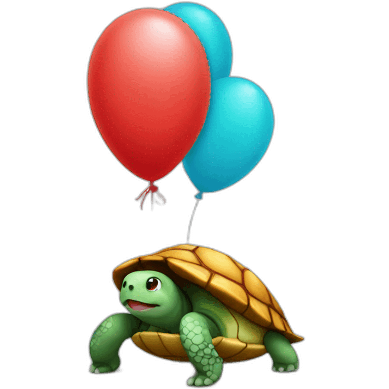 Turtle emoji with a red balloon emoji