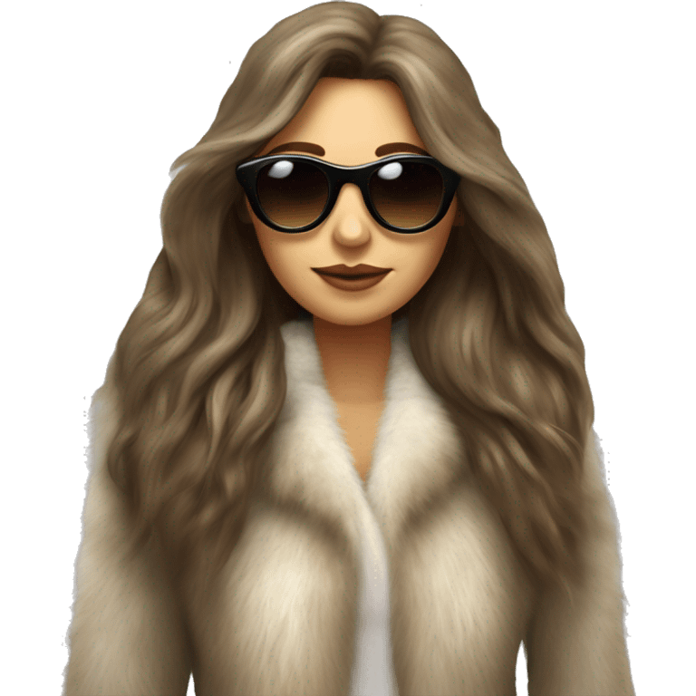 Beautiful realistic long hair light brunette mob wife with fur coat Sun Glases emoji