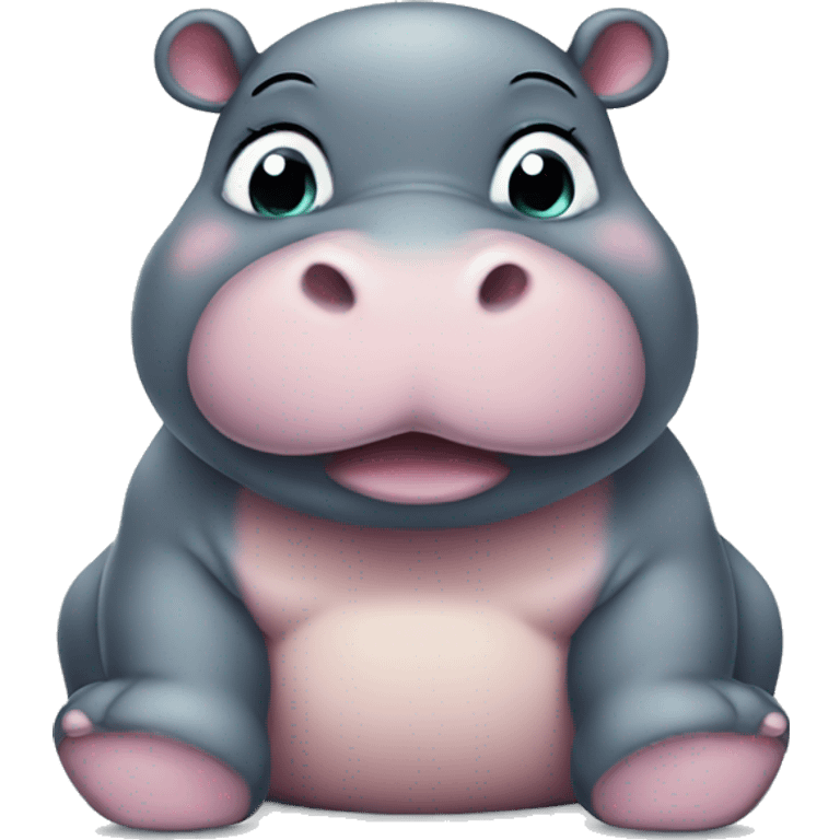 chubby baby hippo with a belly emoji